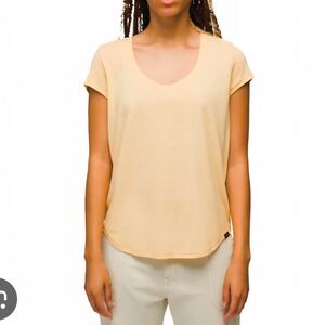 prAna Cozy Up Scoop Neck Tee Shirt Sun Kissed Heather Hemp NWT Small Gorpcore